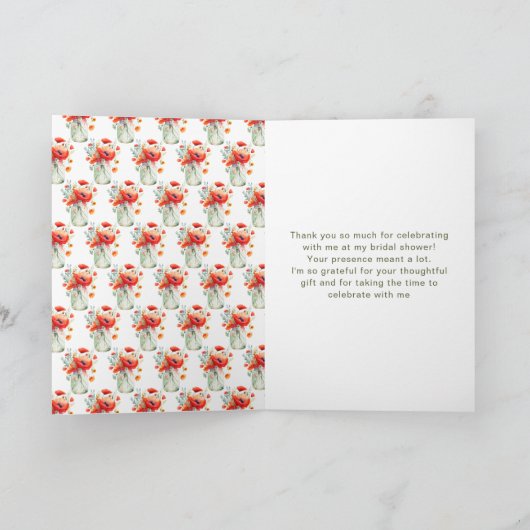 Red Poppies Mason Jar Brautparty Dankeskarte (Innenseite)