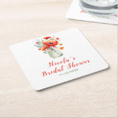 Red Poppies Mason Jar Brautparty Rechteckiger Pappuntersetzer (angewinkelt)
