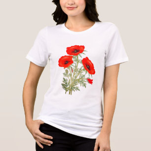 Red Poppies mit Green Stems Mark Tri-Blend Shirt