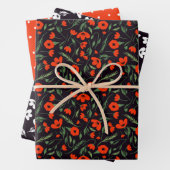 Red Poppies Mixed Floral Pattern & Polka Dots Geschenkpapier Set (Beispiel)