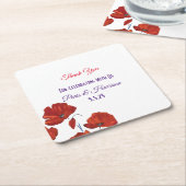 Red Poppies Moderne Hochzeit Rechteckiger Pappuntersetzer (angewinkelt)