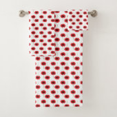 Red Poppies Modernes Blumenmuster auf Weiß Badhandtuch Set (Insitu)