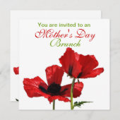 Red Poppies Mother's Day Brunch Einladung (Vorne/Hinten)