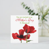 Red Poppies Mother's Day Brunch Einladung (Stehend Vorderseite)