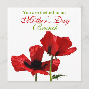 Red Poppies Mother's Day Brunch Einladung