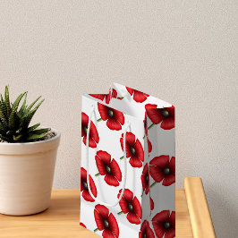 Red Poppies Muster Kleine florale Geschenktasche Kleine Geschenktüte