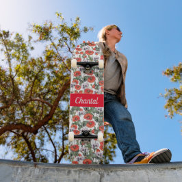 Red Poppies Muster Personalisiert Skateboard
