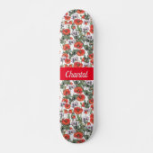 Red Poppies Muster Personalisiert Skateboard (Vorne)
