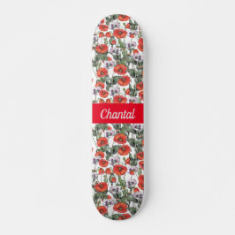 Red Poppies Muster Personalisiert Skateboard