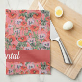 Red Poppies Muster Personalisierte Küche Handtuch (Viertel Falte)