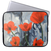 Red Poppies on Gray