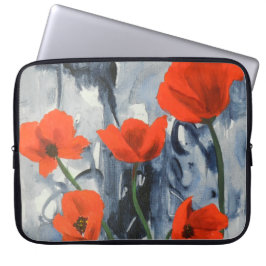 Red Poppies on Gray Laptopschutzhülle
