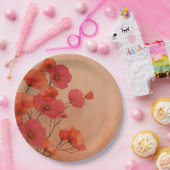 Red poppies paper plates pappteller (Party)