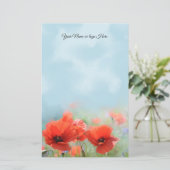 Red Poppies Personalisiert Stationery (Stehend Vorderseite)