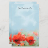 Red Poppies Personalisiert Stationery (Vorne/Hinten)