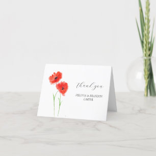 Red Poppies Poppy Blume Floral Wedding Vielen Dank Dankeskarte