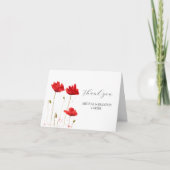 Red Poppies Poppy Floral Wedding Danke (Vorderseite)