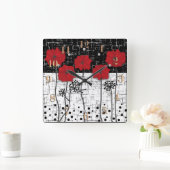 Red poppies quadratische wanduhr (Zuhause)