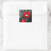 Red Poppies Quadratischer Aufkleber (Tasche)