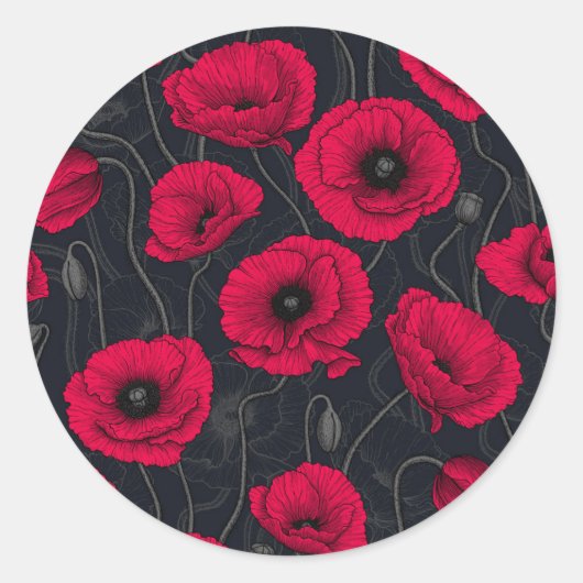 Red Poppies Runder Aufkleber (Vorderseite)