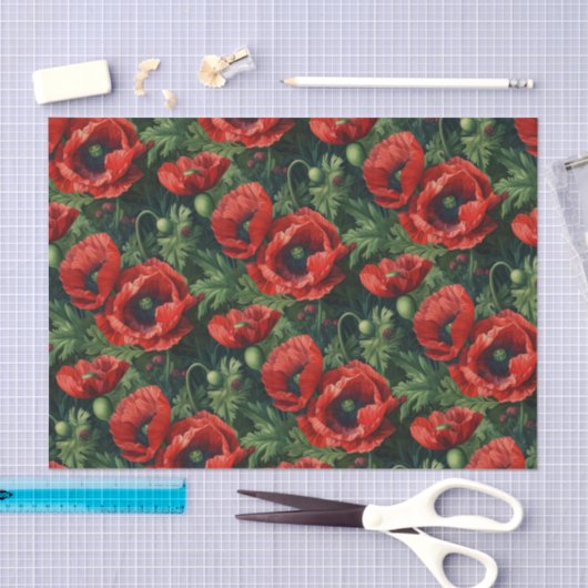 Red Poppies Seidenpapier (Handwerk)