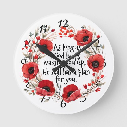 Red Poppies Tasse Runde Wanduhr (Vorderseite)