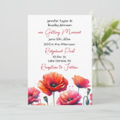 Red Poppies Themed Floral Wedding Einladung (Stehend Vorderseite)