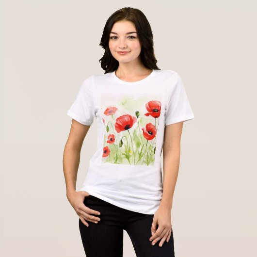 Red poppies Tri-Blend shirt (Vorderseite voll)