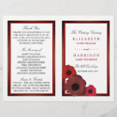 Red Poppies und Burlap Wedding Bi-fold Programm (Vorderseite)