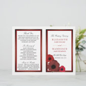 Red Poppies und Burlap Wedding Bi-fold Programm (Stehend Vorderseite)