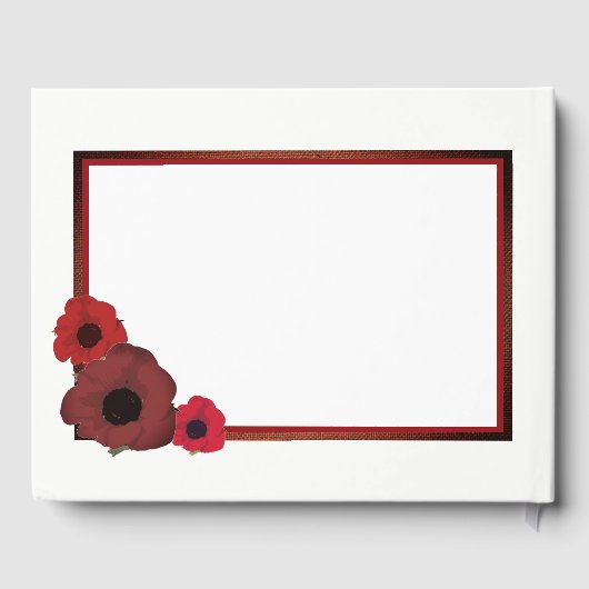 Red Poppies und Burlap Wedding Gästebuch (Rückseite)