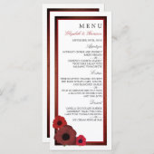 Red Poppies und Burlap Wedding Menu Menükarte (Vorne/Hinten)