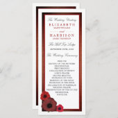 Red Poppies und Burlap Wedding Program Programm (Vorne/Hinten)
