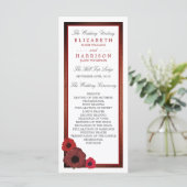 Red Poppies und Burlap Wedding Program Programm (Stehend Vorderseite)