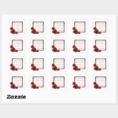 Red Poppies und Burlap Wedding Quadratischer Aufkleber (Blatt)