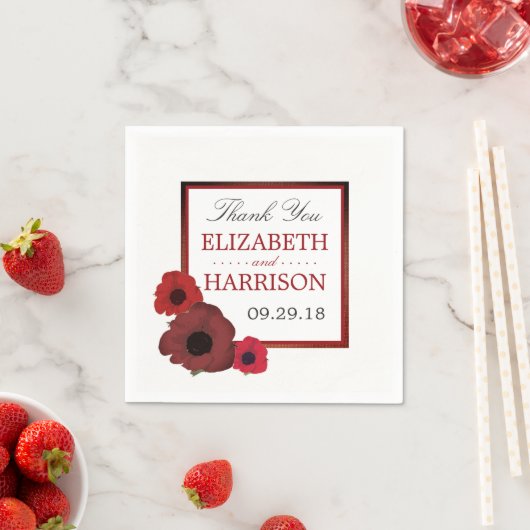 Red Poppies und Burlap Wedding Serviette (Beispiel)