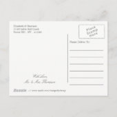 Red Poppies und Burlap Wedding speichern das Datum Ankündigungspostkarte (Rückseite)