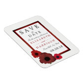 Red Poppies und Burlap Wedding speichern das Datum Magnet (Rechte Seite)