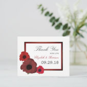 Red Poppies und Burlap Wedding Vielen Dank Postkarte (Stehend Vorderseite)