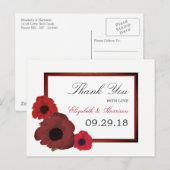 Red Poppies und Burlap Wedding Vielen Dank Postkarte (Vorne/Hinten)