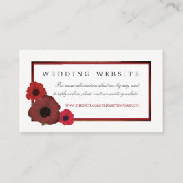 Red Poppies und Burlap Wedding Website Begleitkarte