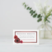 Red Poppies und Burlap Wedding Website Begleitkarte (Stehend Vorderseite)