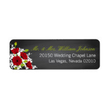 Red Poppies und Chalkboard Wedding Label