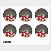 Red Poppies und Chalkboard Wedding Label Runder Aufkleber (Blatt)