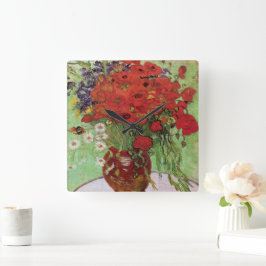 Red Poppies und Daisies von Vincent Van Gogh Quadratische Wanduhr