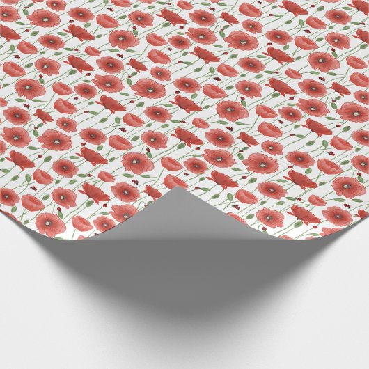 Red Poppies und Ladybugs Geschenkpapier (Ecke)