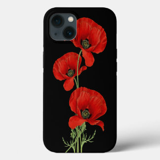 Red Poppies Vintage Botanical iPhone 13 Hülle