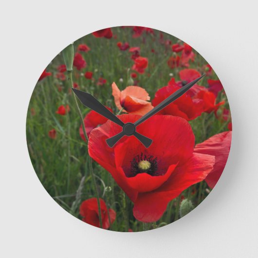 Red Poppies Wall Clock Runde Wanduhr (Vorderseite)