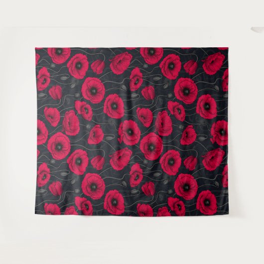 Red Poppies Wandteppich (Vorderseite (Horizontal))