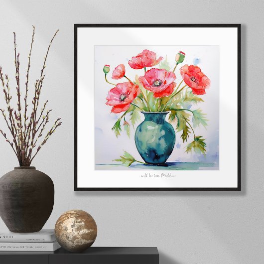 Red Poppies Wasserfarbe Angebotsbestätigung Drucke